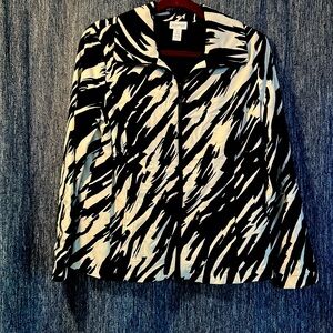 Zenergy by Chico’s, black and white print Jacket, size Chico’s 1